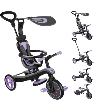 Tricycle évolutif EXPLORER 4 EN 1 - GLOBBER - Iris - Draisienne - de 10 mois a 5 ans - Montage sans outils