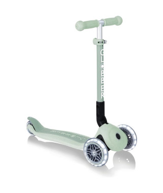 Trottinette 3 roues pliable - GLOBBER - JUNIOR LIGHTS ECOLOGIC - Vert Pistache - Lumineuses - Plastique recyclé - 2 a 6 ans -…