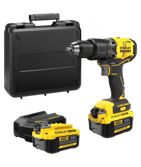 Perceuse visseuse a percussion Brushless 60 Nm - Lithium 18V - 2 Batteries 4Ah - STANLEY FATMAX V20 - SFMCD715M2K-QW