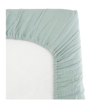 Drap housse lange - DOMIVA - 70x140 cm - Celadon - Gaze de coton