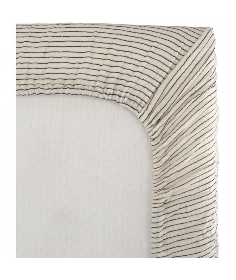 Drap housse lange - DOMIVA - 60x120 cm - Rayures - Gaze de coton