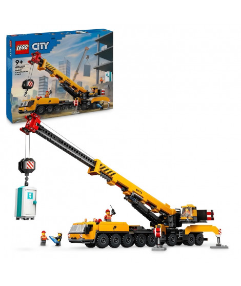 LEGO City 60409 La grue de chantier mobile jaune, set de construction cadeau pour enfants
