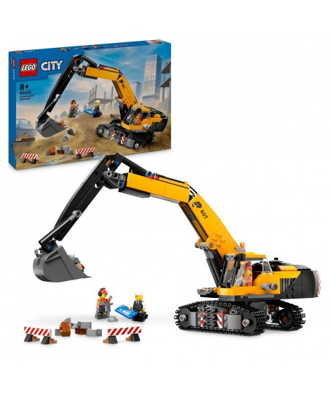 LEGO City 60420 La pelleteuse de chantier jaune, jouet pour enfant a partir de 8 ans