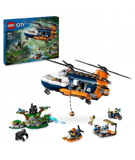 LEGO City 60437 L'hélicoptere de l'explorateur de la jungle au camp de base, des 8 ans