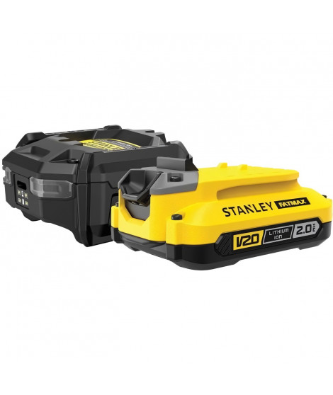 Starter Kit - STANLEY FATMAX V20 - SFMCB10D1-QW - Chargeur 1,25A + 1 Batterie 18V 2Ah