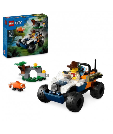 LEGO City 60424 Le tout-terrain de l'explorateur de la jungle et le panda roux, jeu 6 ans