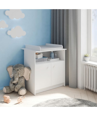 Commode a langer 2 portes, 1 niche - HELICIA - Blanc mat - 79,6 x 70 x 94,4 cm - DEMEYERE