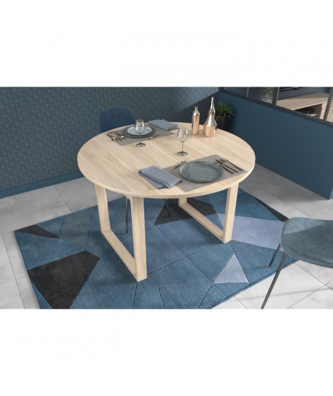 Table a manger extensible - BETTY - Ronde - Décor chene - 4 / 6 personnes - 120 / 155 x 120 x 75 cm - PARISOT
