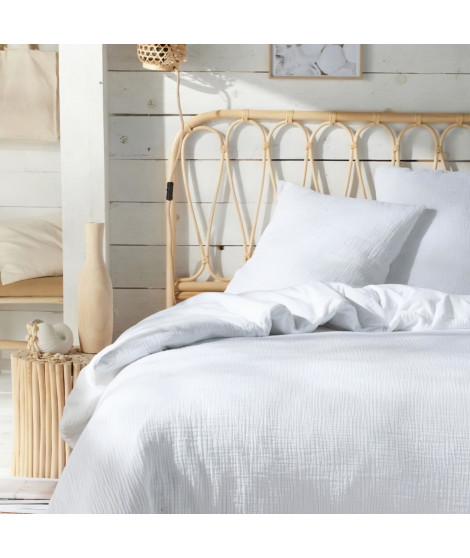 Parure de lit - TODAY - 123319 - 2 personnes - 240x220cm - Gaze de coton unie - Craie
