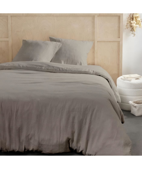 Parure de lit - TODAY - 123321 - 2 personnes - 240x220cm - Gaze de coton unie - Dune
