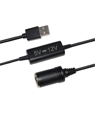 Convertisseur prise allume-cigare USB 5V vers 12V - HTC EQUIPEMENT - 12W et cable 120cm