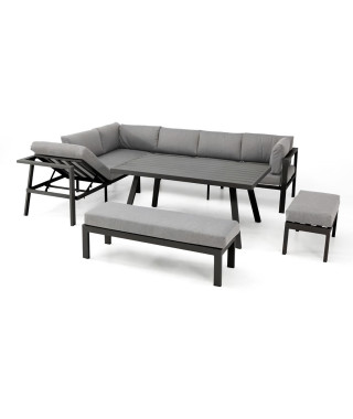 Ensemble repas de jardin - Gris anthracite - Aluminium - 9 places - ANTALYA - DCB GARDEN