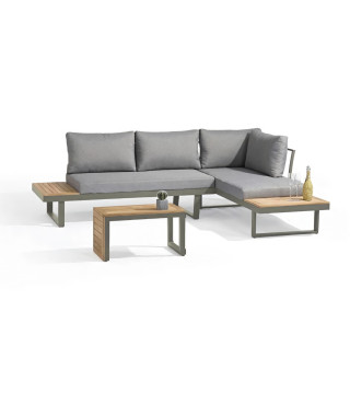 Salon de jardin modulable - Kaki - Bois d'acacia et aluminium - DCB GARDEN - 4 places - TOKYO