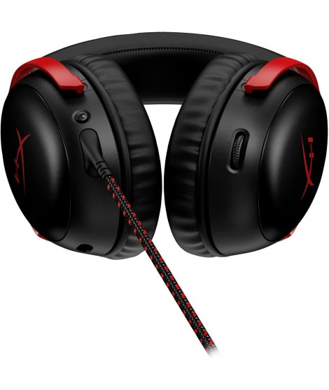 Casque gaming fermé HyperX Cloud III (rouge) avec son spatial DTS Headphone:X et micro amovible a réduction de bruit