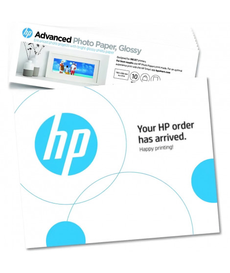 HP - Papier photo finition glacée HP Avancée - 250 g/m2, 4 x 12 pouces (101 x 305 mm) - 10 feuilles