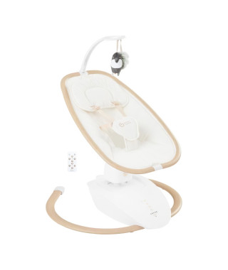 Babymoov Balancelle Bébé Swoon Hoop - Télécommande incluse, Ultra Confort, Design Épuré, Assise Rotative 90°, Arche de jeux