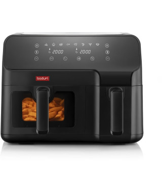 Friteuse électrique a air pulsé - BODUM - MELIOR - Double compartiment 3,2 l et 5,1 l - 2 700 W - Noir