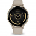 Montre GPS connectée - GARMIN - Venu 3S - 30,4mm (1,2) - Acier Soft Gold, boîtier lin et bracelet en silicone lin