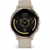 Montre GPS connectée - GARMIN - Venu 3S - 30,4mm (1,2) - Acier Soft Gold, boîtier lin et bracelet en silicone lin