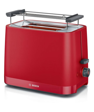 Toaster - BOSCH - TAT3M124 MyMoment - Rouge mat - 2 tranches - centrage automatique du pain - fonctions décongélation et réch…