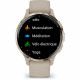 Montre GPS connectée - GARMIN - Venu 3S - 30,4mm (1,2) - Acier Soft Gold, boîtier lin et bracelet en silicone lin