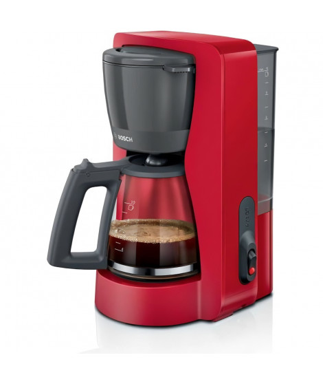 Cafetiere Filtre - BOSCH - TKA2M114 MyMoment - Rouge - Capacité 1,25L - verseuse verre - systeme anti-gouttes