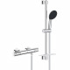 Ensemble de douche avec mitigeur thermostatique, pommeau 3 jets, barre 60cm et flexible - GROHE 34791001 - Economie d'eau - C…