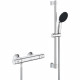 Ensemble de douche avec mitigeur thermostatique, pommeau 1 jet, barre 60cm et flexible - GROHE 34597001 - Economie d'eau - Ch…