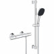 Ensemble de douche avec mitigeur thermostatique, pommeau 3 jets, barre 60cm et flexible - GROHE 34237003 - Economie d'eau - C…