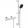 Ensemble de douche avec mitigeur thermostatique, pommeau 3 jets, barre 60cm et flexible - GROHE 34237003 - Economie d'eau - C…
