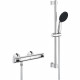 Ensemble de douche avec mitigeur thermostatique, pommeau 1 jet, barre 60cm et flexible - GROHE 34800001 - Economie d'eau - Ch…