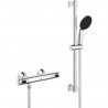 Ensemble de douche avec mitigeur thermostatique, pommeau 1 jet, barre 60cm et flexible - GROHE 34800001 - Economie d'eau - Ch…