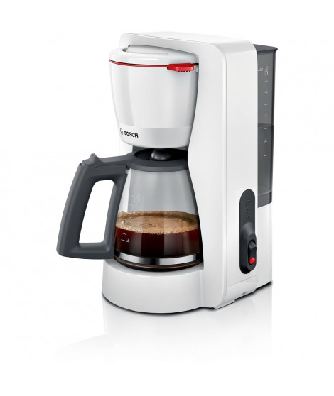 Cafetiere Filtre - BOSCH - TKA2M111 MyMoment - Blanche - Capacité 1,25L - verseuse verre - systeme anti-gouttes