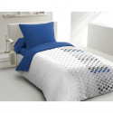 Parure de couette microfibre AMBROISIE  - 1 housse de couette 140 x 200 cm + 1 taie d'oreiller 63 x 63 cm - Bleu