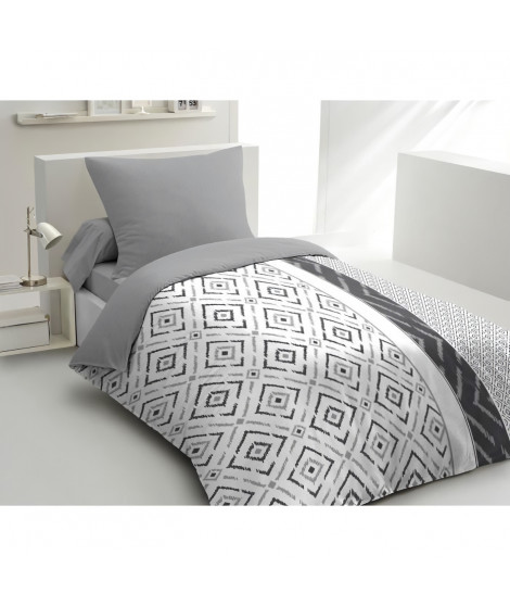 Parure de couette microfibre ETHNO - 1 housse de couette 140 x 200 cm + 1 taie d'oreiller 63 x 63 cm -