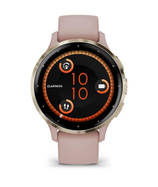 Montre GPS connectée - GARMIN - Venu 3S - 30,4mm (1,2) - Acier Silver, boîtier vert sauge et bracelet en silicone vert sauge