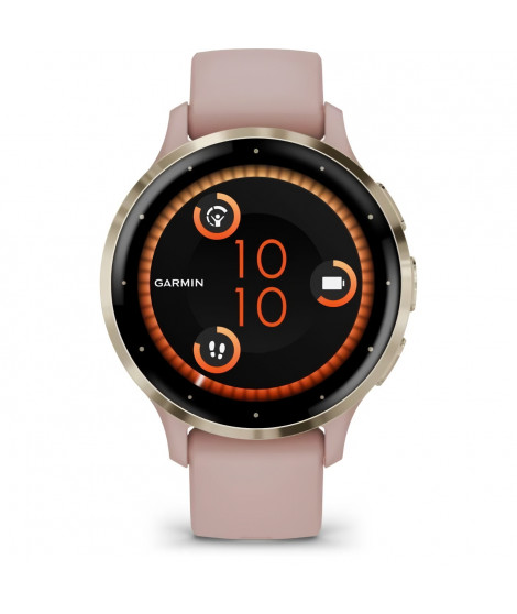 Montre GPS connectée - GARMIN - Venu 3S - 30,4mm (1,2) - Acier Silver, boîtier vert sauge et bracelet en silicone vert sauge