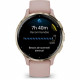 Montre GPS connectée - GARMIN - Venu 3S - 30,4mm (1,2) - Acier Silver, boîtier vert sauge et bracelet en silicone vert sauge