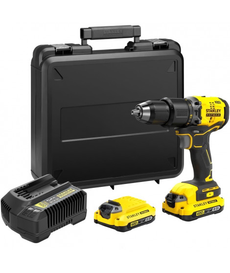 Perceuse visseuse a percussion Brushless 60 Nm - Lithium 18V - 2 Batteries 2Ah - STANLEY FATMAX V20 - SFMCD715D2K-QW