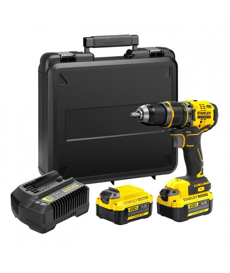 Stanley - V20 Perceuse visseuse a percussion 80 Nm BRUSHLESS - Lithium 18V - 2 batteries 4A - SFMCD721M2K-QW