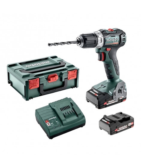 Perceuse visseuse brushless sans fil 18V 55Nm mandrin 13mm+ 2 batteries 2Ah + chargeur + Metabox145 - METABO - BS 18 L BL