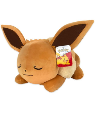 Peluche - BANDAI - Pokémon - Evoli (Eevee) 40cm - Peluche Pokémon toute douce qui dort - JW0222