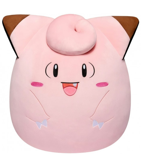 Peluche - BANDAI - Pokémon - Squishmallows 50 cm - Mélofée (Clefairy) - Grande peluche ultra-douce - Licence officielle Pokémon
