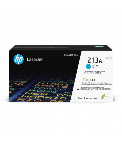 Cartouche de Toner HP 213A Cyan Authentique (W2131A) pour HP LaserJet Enterprise 5700 / 6700 / MFP 5800 / 6800 /6801