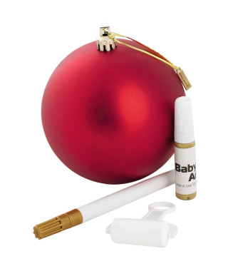 Baby Art My Christmas Fairy : Boule de Noël personnalisée avec empreinte de main ou de pied bébé, peinture incluse, 10cm, Rouge