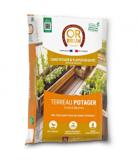 Terreau potager et carré potager - OR BRUN - OBRTCAPOT35N - 35 L