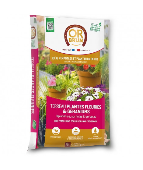Terreau plantes fleuries et geraniums - OR BRUN - OBRTGER20N - 20 L