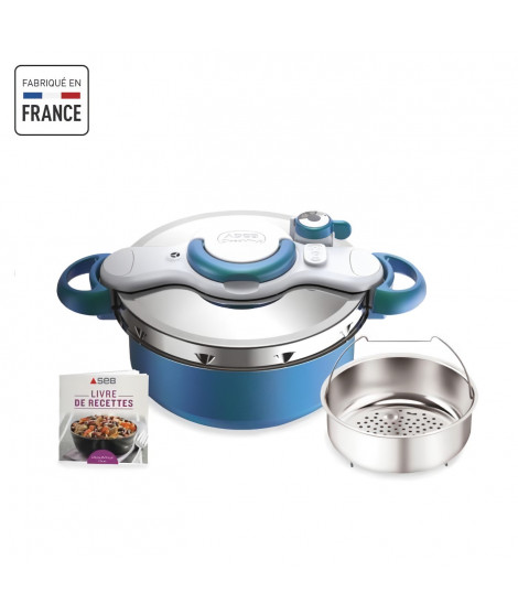 SEB P4705100 Autocuiseur Cocotte-minute CLIPSOMINUT' DUO - 5L - Tous feux dont induction - Fabrication française - Bleu Boréal