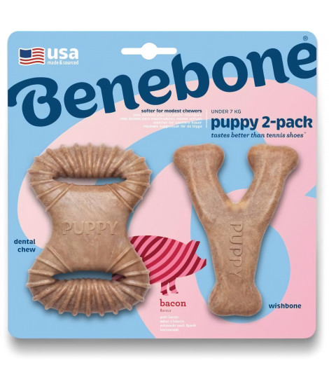 Benebone - Jouet a mâcher dentaire pour chiots Puppy 2-Pack Dental Chew/Wishbone 10cm -