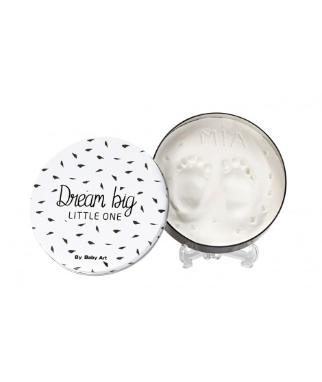 Baby Art Magic Box Round - Boîte Métal avec Kit Empreintes Mains et Pieds Bébé, Cadeau Naissance ou Bapteme, Noir et Blanc